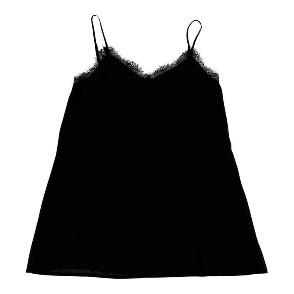 Lulus Women's Sleeveless Mesh Trim Tank Top Cami Black Size Large